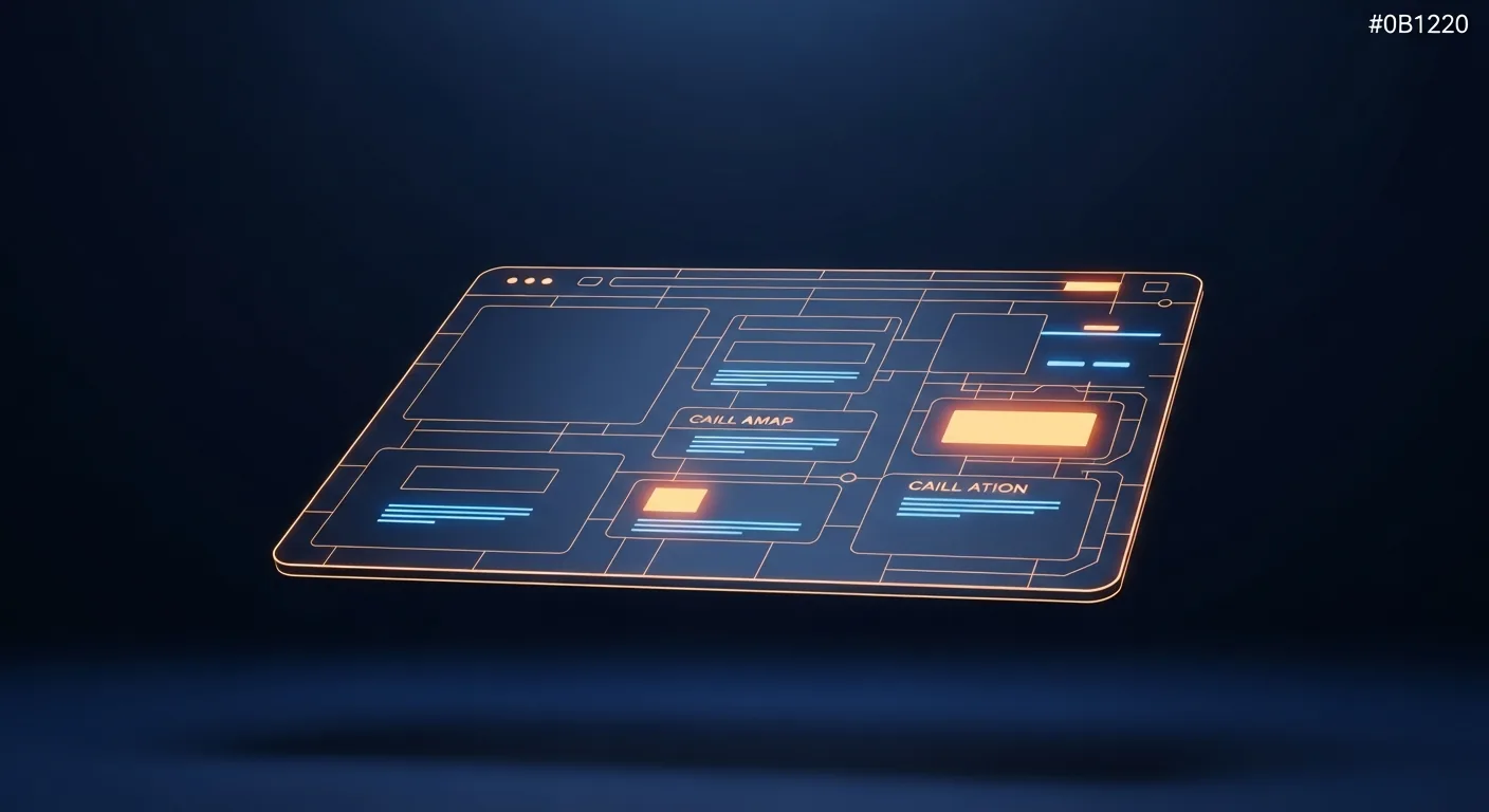 Website wireframe blueprint illustration showing a conversion-focused layout